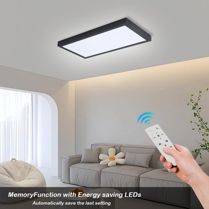 Brilagi - LED ljusreglerad taklampa till badrum FRAME SMART LED/30W/230V 30x60 cm 3000-6000K  IP44 svart  + fjärrkontroll
