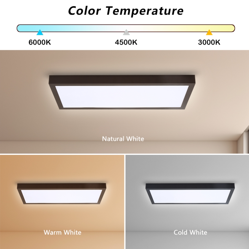 Brilagi - LED ljusreglerad taklampa till badrum FRAME SMART LED/30W/230V 30x60 cm 3000-6000K  IP44 svart  + fjärrkontroll