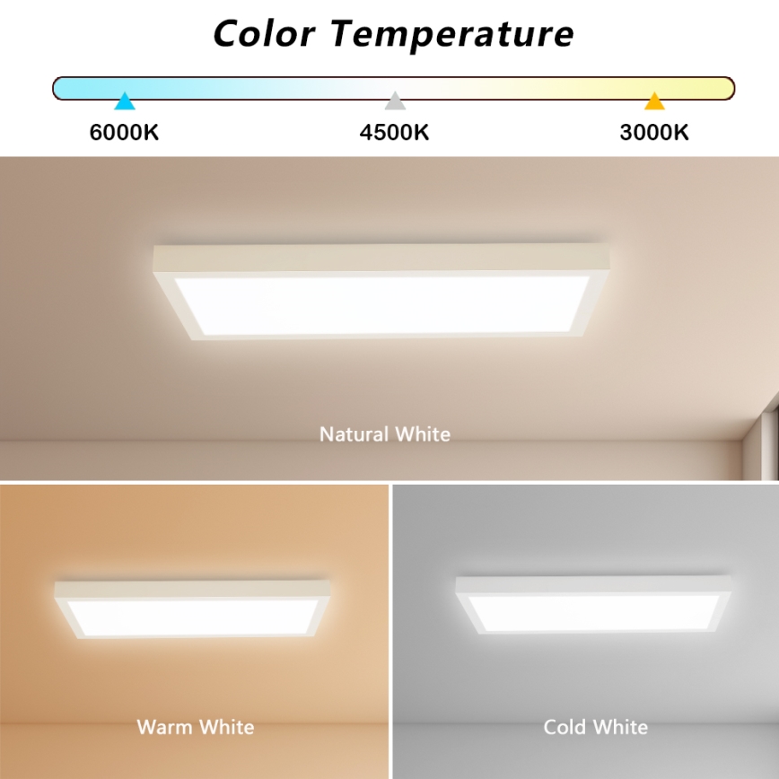 Brilagi - LED ljusreglerad taklampa till badrum FRAME SMART LED/30W/230V 30x60 cm 3000-6000K IP44 vit + fjärrkontroll