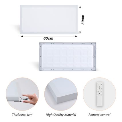 Brilagi - LED ljusreglerad taklampa till badrum FRAME SMART LED/30W/230V 30x60 cm 3000-6000K IP44 vit + fjärrkontroll