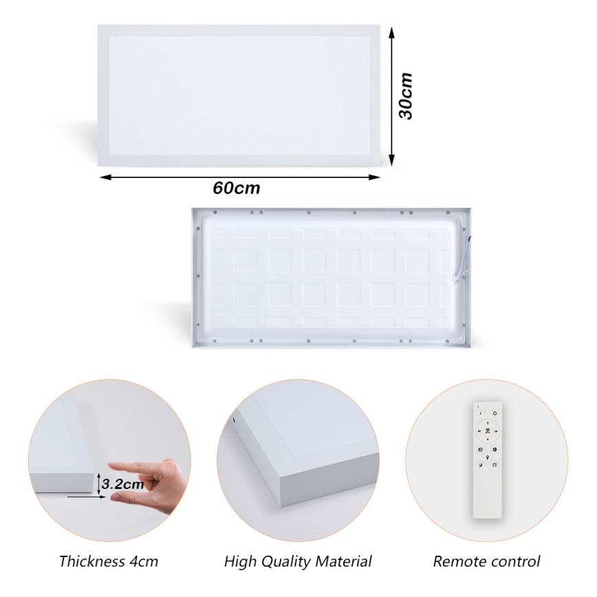 Brilagi - LED ljusreglerad taklampa till badrum FRAME SMART LED/30W/230V 30x60 cm 3000-6000K IP44 vit + fjärrkontroll