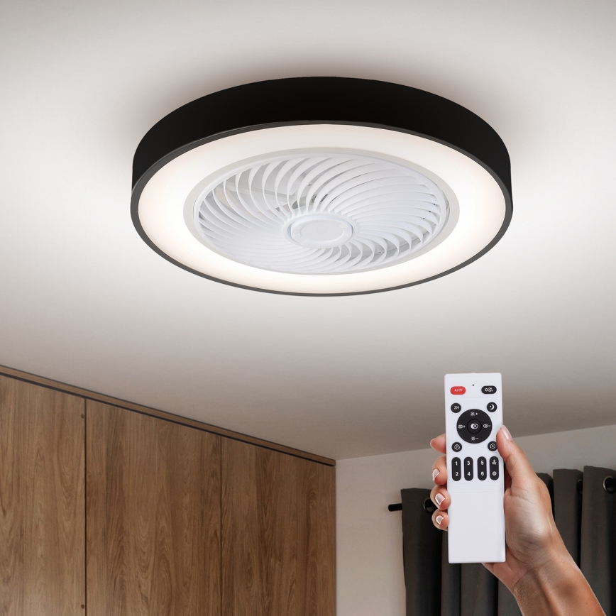 Brilagi - LED Dimbar taklampa med fläkt LED/30W/230V 3000-6500K svart + fjärrkontroll