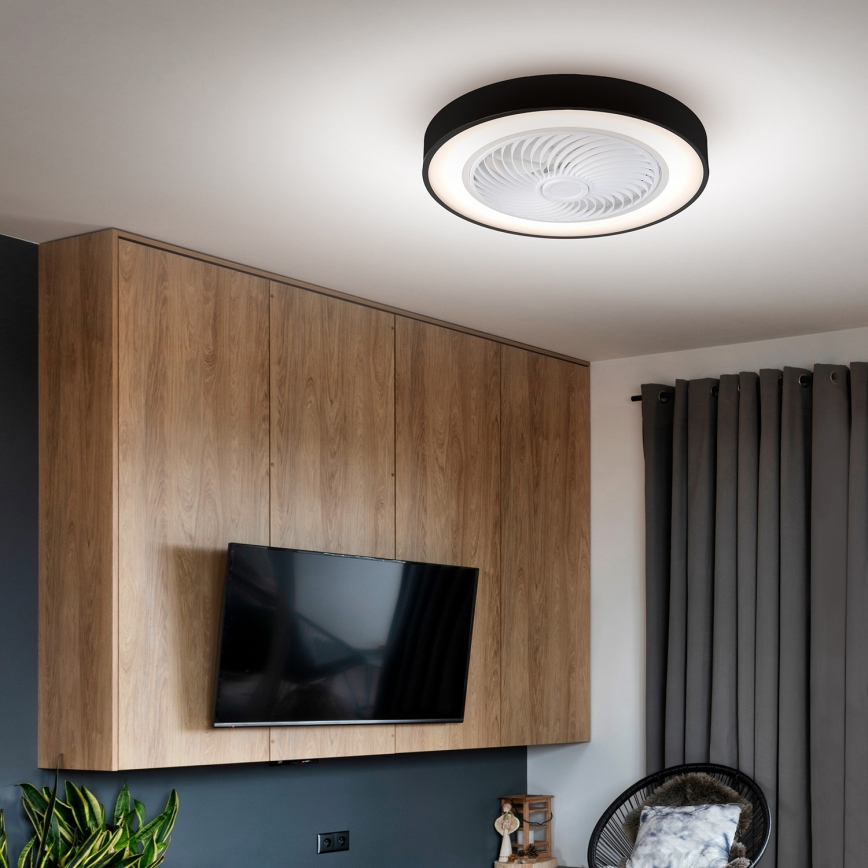 Brilagi - LED Dimbar taklampa med fläkt LED/30W/230V 3000-6500K svart + fjärrkontroll