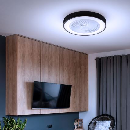 Brilagi - LED Dimbar taklampa med fläkt LED/30W/230V 3000-6500K svart + fjärrkontroll