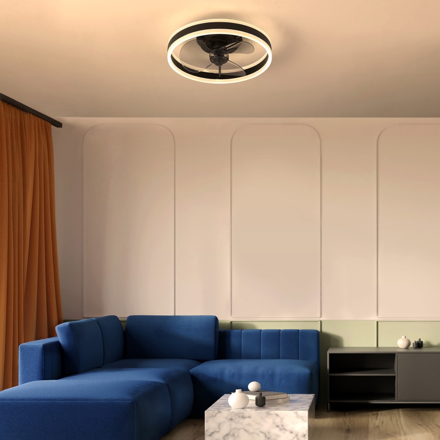 Brilagi - LED Dimbar taklampa med fläkt LED/30W/230V 3000-6500K svart + fjärrkontroll