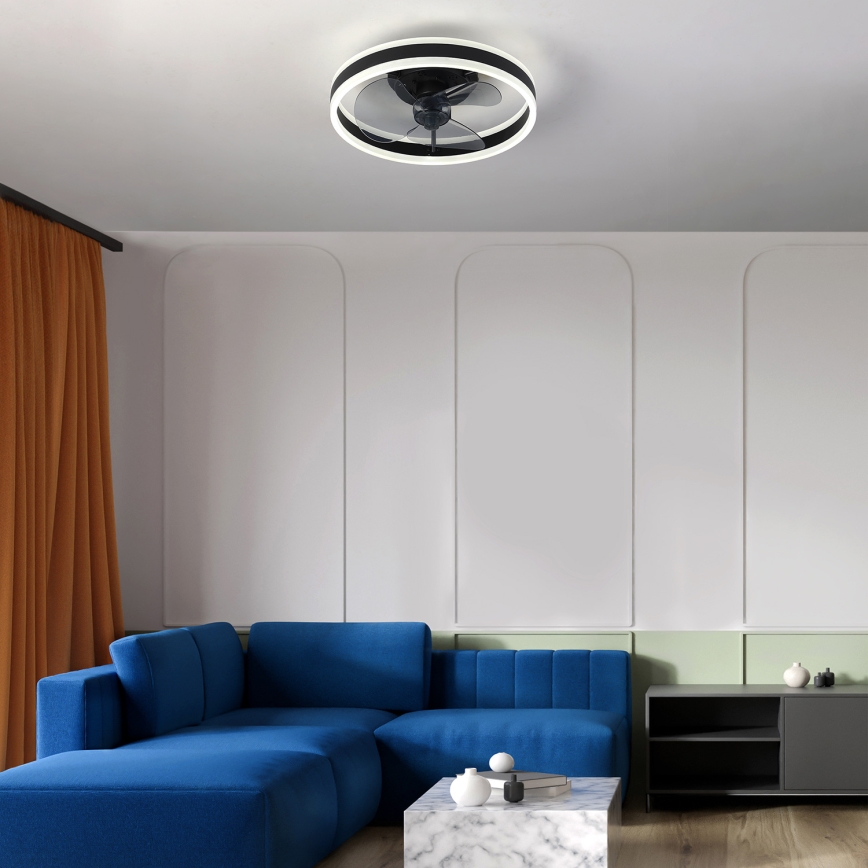 Brilagi - LED Dimbar taklampa med fläkt LED/30W/230V 3000-6500K svart + fjärrkontroll