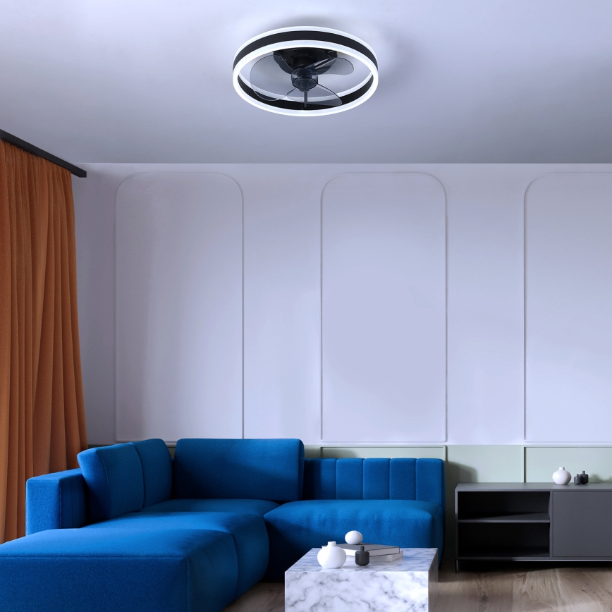 Brilagi - LED Dimbar taklampa med fläkt LED/30W/230V 3000-6500K svart + fjärrkontroll