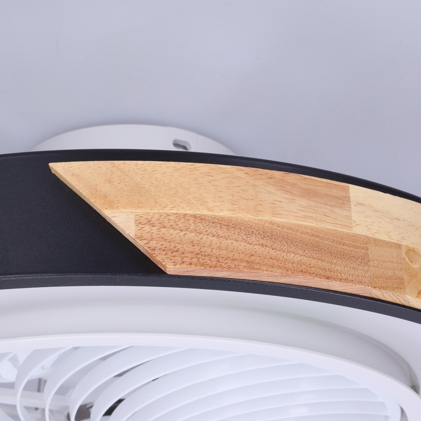 Brilagi - LED Dimbar taklampa med fläkt LED/30W/230V 3000-6500K svart/ek + fjärrkontroll