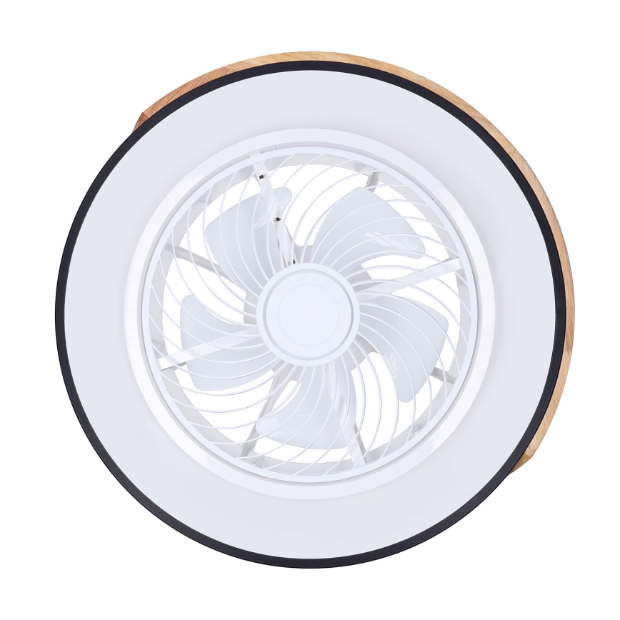 Brilagi - LED Dimbar taklampa med fläkt LED/30W/230V 3000-6500K svart/ek + fjärrkontroll