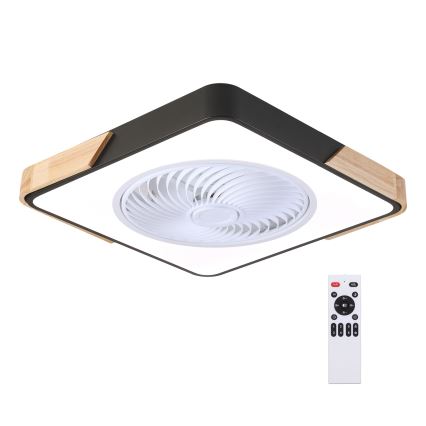 Brilagi - LED Dimbar taklampa med fläkt LED/30W/230V 3000-6500K svart/ek + fjärrkontroll