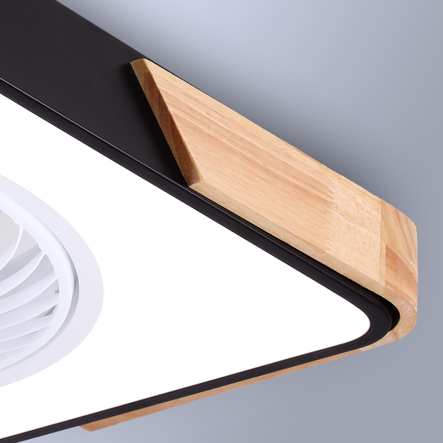 Brilagi - LED Dimbar taklampa med fläkt LED/30W/230V 3000-6500K svart/ek + fjärrkontroll