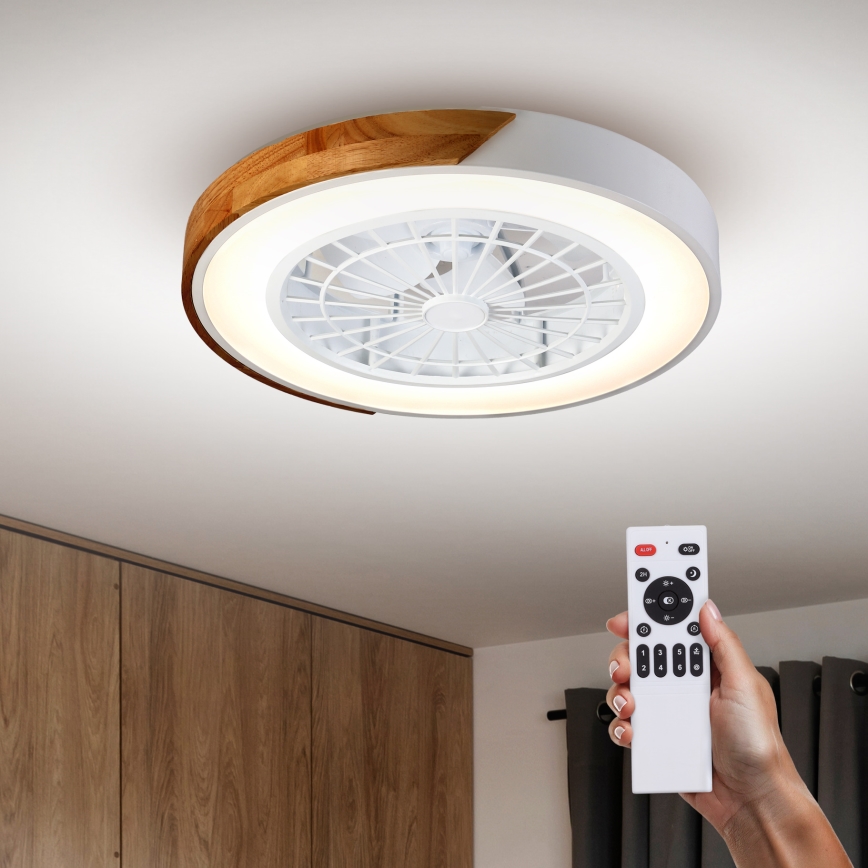 Brilagi - LED Dimbar taklampa med fläkt LED/30W/230V 3000-6500K vit/ek + fjärrkontroll