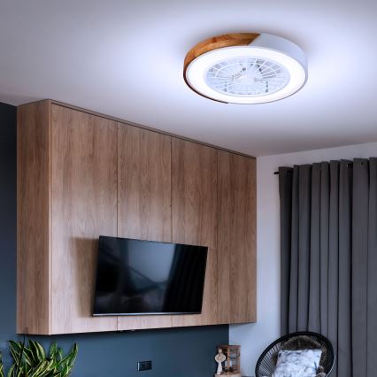 Brilagi - LED Dimbar taklampa med fläkt LED/30W/230V 3000-6500K vit/ek + fjärrkontroll