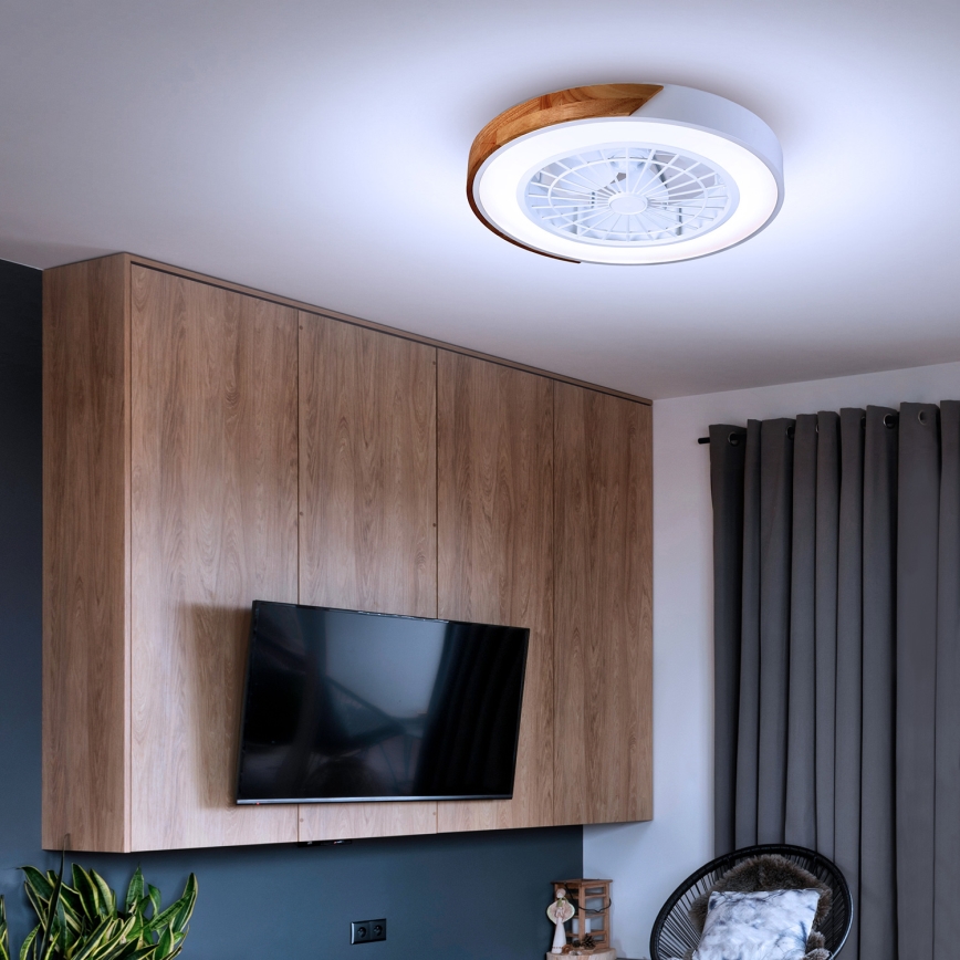Brilagi - LED Dimbar taklampa med fläkt LED/30W/230V 3000-6500K vit/ek + fjärrkontroll