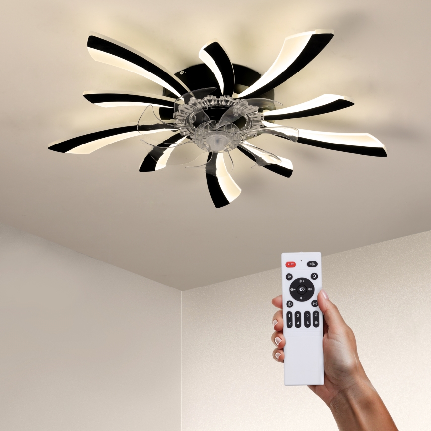 Brilagi - LED Dimbar taklampa med fläkt LED/50W/230V 3000-6500K svart + fjärrkontroll
