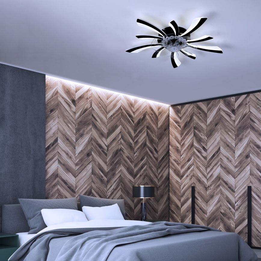 Brilagi - LED Dimbar taklampa med fläkt LED/50W/230V 3000-6500K svart + fjärrkontroll