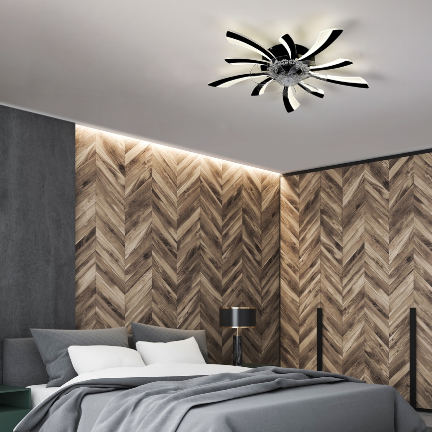 Brilagi - LED Dimbar taklampa med fläkt LED/50W/230V 3000-6500K svart + fjärrkontroll