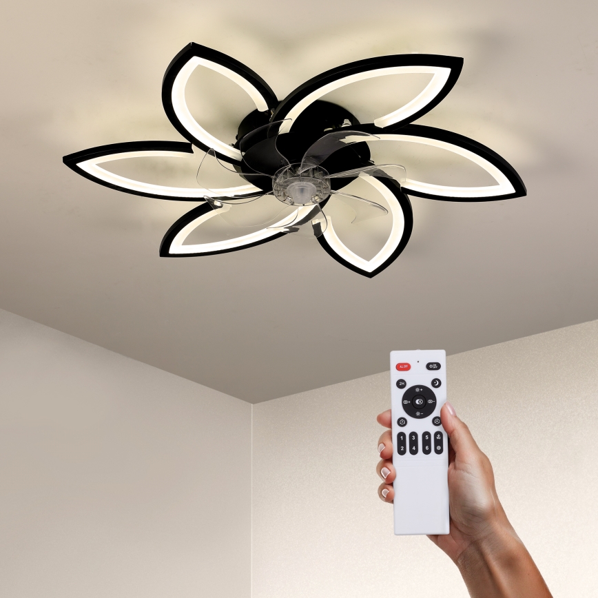Brilagi - LED Dimbar taklampa med fläkt LED/50W/230V 3000-6500K svart + fjärrkontroll