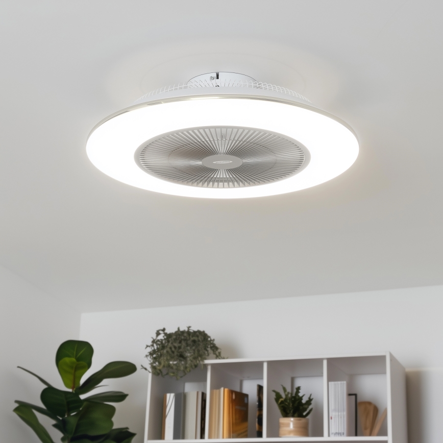 Brilagi - LED Dimbar lampa med fläkt AURA LED/38W/230V 3000-6000K silver + fjärrkontroll