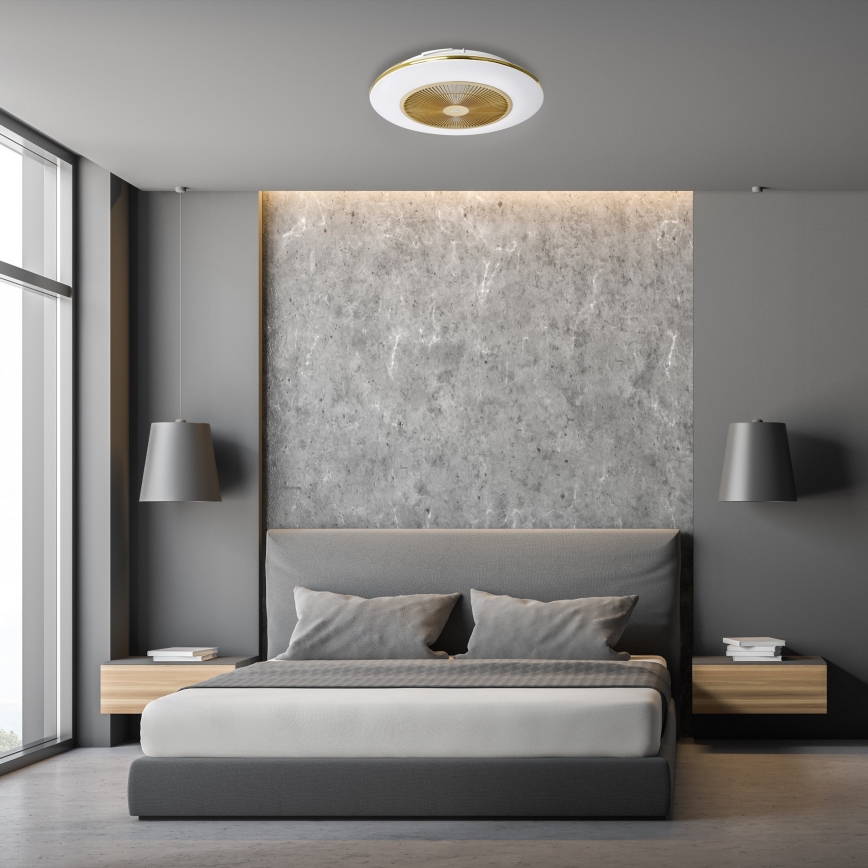 Brilagi - LED Dimbar lampa med fläkt AURA LED/38W/230V 3000-6000K guld + fjärrkontroll