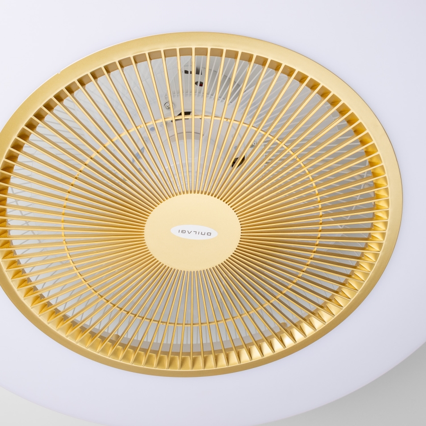 Brilagi - LED Dimbar lampa med fläkt AURA LED/38W/230V 3000-6000K guld + fjärrkontroll