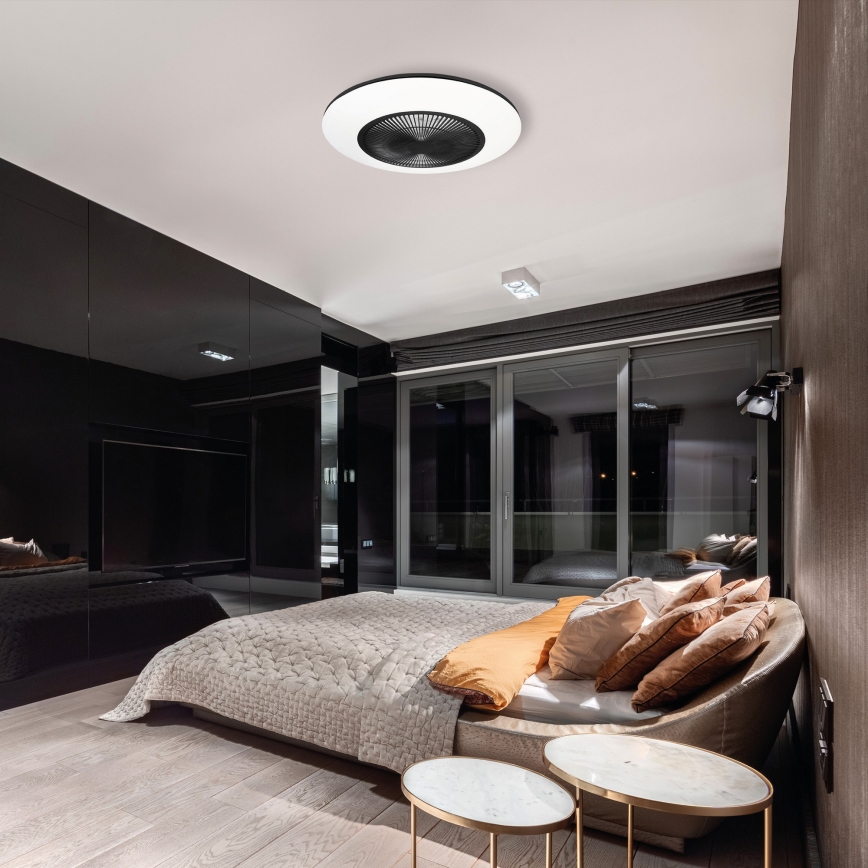 Brilagi - LED Dimbar lampa med fläkt AURA LED/38W/230V 3000-6000K svart+ fjärrkontroll
