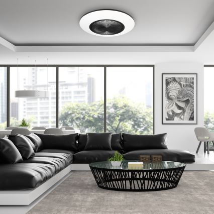 Brilagi - LED Dimbar lampa med fläkt AURA LED/38W/230V 3000-6000K svart+ fjärrkontroll
