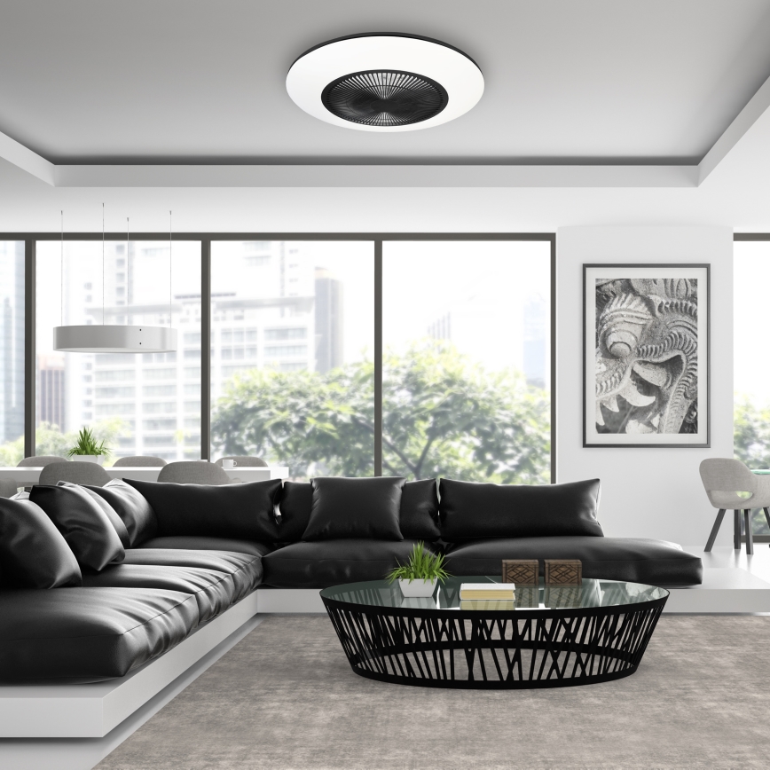 Brilagi - LED Dimbar lampa med fläkt AURA LED/38W/230V 3000-6000K svart+ fjärrkontroll