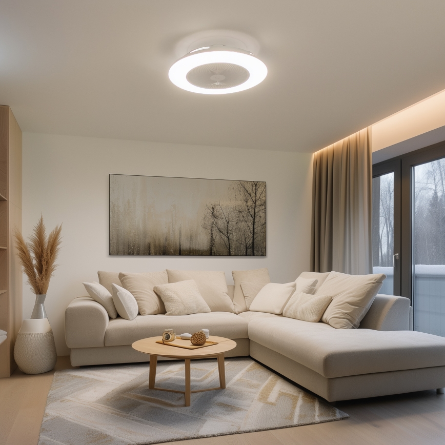 Brilagi - LED dimbar taklampa med fläkt AURA LED/38W/230V 3000-6000K vit + fjärrkontroll