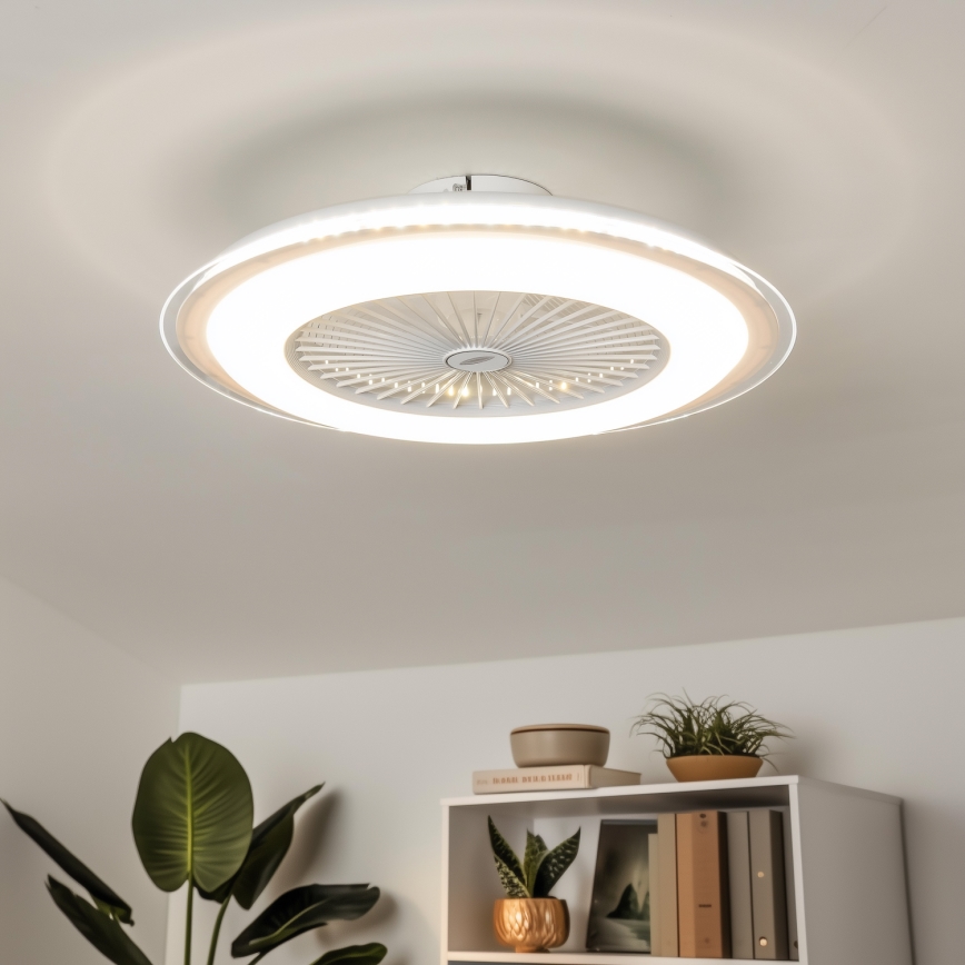 Brilagi - LED Dimbar lampa med fläkt RONDA LED/48W/230V 3000-6000K vit+ fjärrkontroll