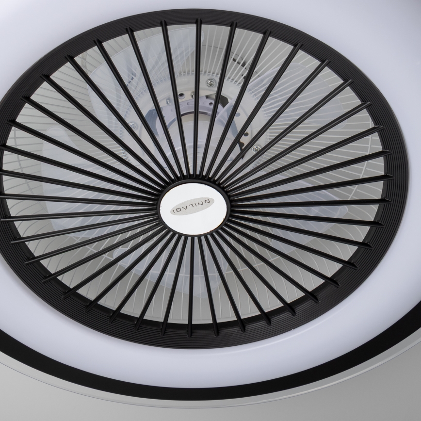 Brilagi - LED Dimbar lampa med fläkt RONDA LED/48W/230V 3000-6000K svart+ fjärrkontroll
