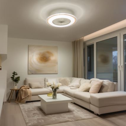 Brilagi - LED Dimbar lampa med fläkt RONDA LED/48W/230V 3000-6000K vit+ fjärrkontroll