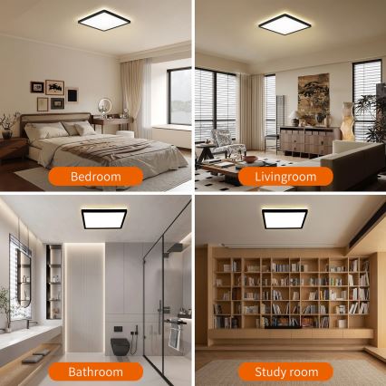 Brilagi - LED dimbar armatur med rörelse- och skymningssensor ULTRA SLIM LED/18W/230V 30x30 cm + fjärrkontroll