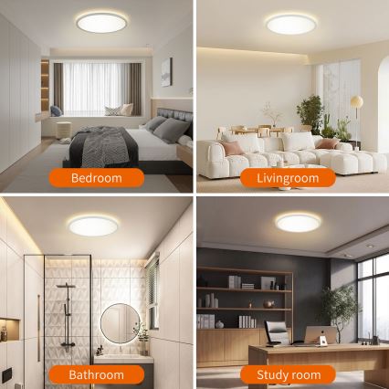 Brilagi - LED dimbar armatur med rörelse- och skymningssensor ULTRA SLIM LED/24W/230V Ø 42 cm + fjärrkontroll