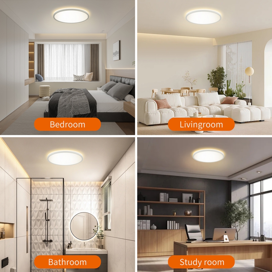 Brilagi - LED dimbar armatur med rörelse- och skymningssensor ULTRA SLIM LED/24W/230V Ø 42 cm + fjärrkontroll