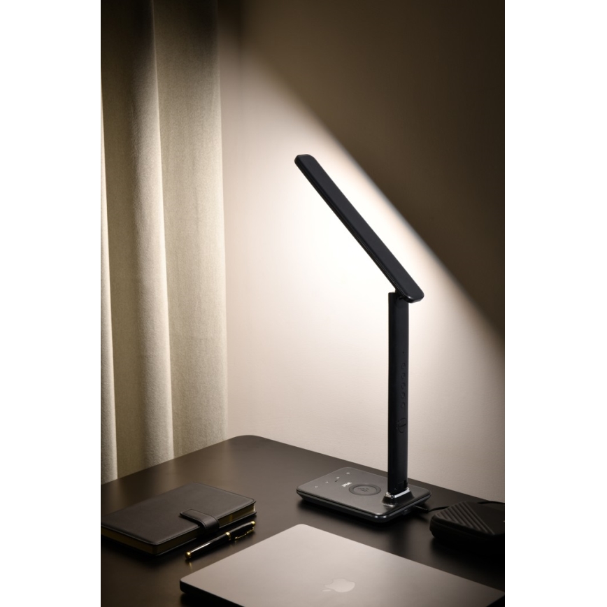 Brilagi - LED Dimbar bordslampa med QI trådlös laddning och USB REGINA LED/8,5W/230V svart