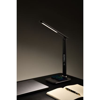 Brilagi - LED Dimbar bordslampa med QI trådlös laddning och USB REGINA LED/8,5W/230V svart