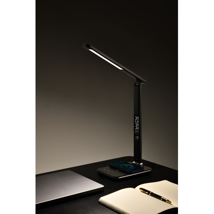 Brilagi - LED Dimbar bordslampa med QI trådlös laddning och USB REGINA LED/8,5W/230V svart