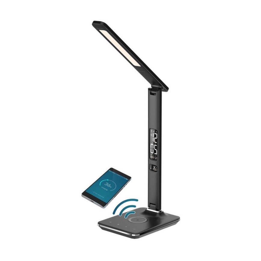 Brilagi - LED Dimbar bordslampa med QI trådlös laddning och USB REGINA LED/8,5W/230V svart