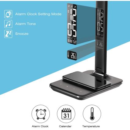 Brilagi - LED Dimbar bordslampa med QI trådlös laddning och USB REGINA LED/8,5W/230V svart