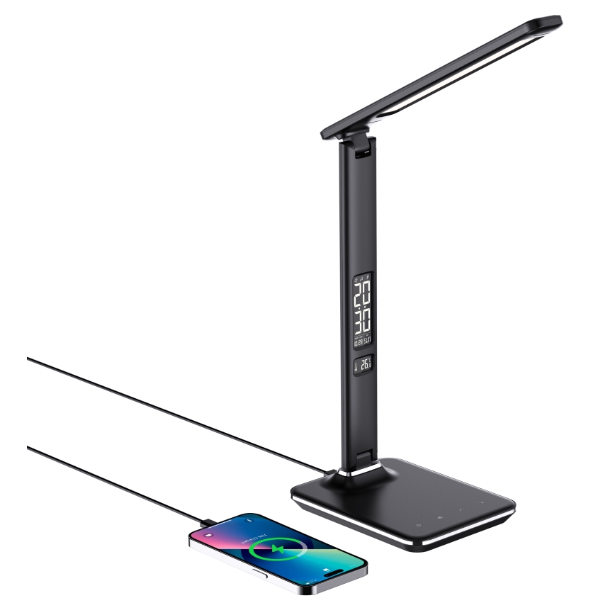 Brilagi - LED Dimbar bordslampa med QI trådlös laddning och USB REGINA LED/8,5W/230V svart