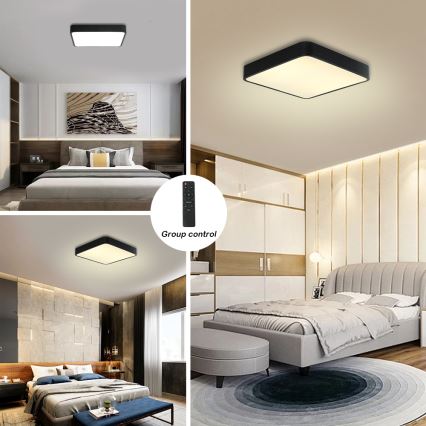 Brilagi - LED Dimbar taklampa POOL LED/48W/230V 3000-6000K 50x50 cm svart + fjärrkontroll