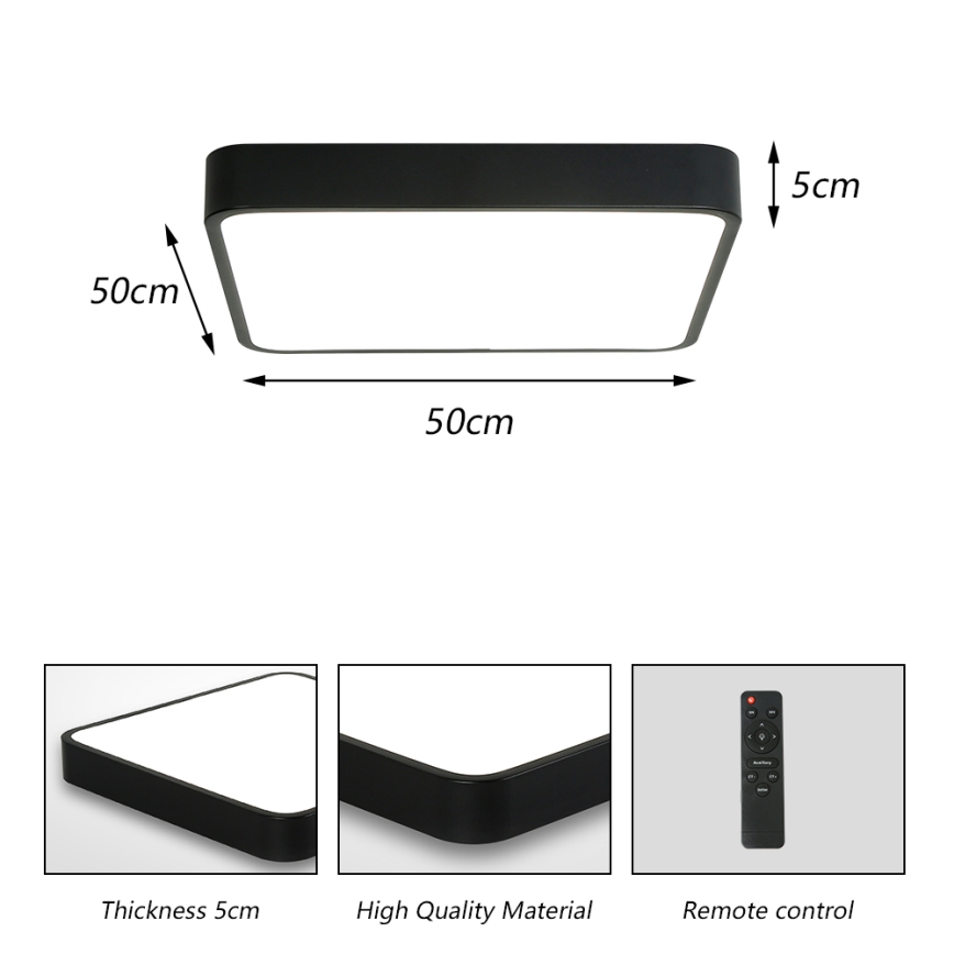 Brilagi - LED Dimbar taklampa POOL LED/48W/230V 3000-6000K 50x50 cm svart + fjärrkontroll