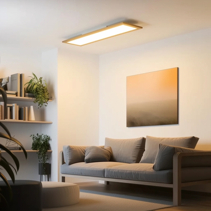 Brilagi - LED Dimbar taklampa SLIMFRAME WOOD LED/58W/230V 124x34 cm 3000-6000K brun + fjärrkontroll