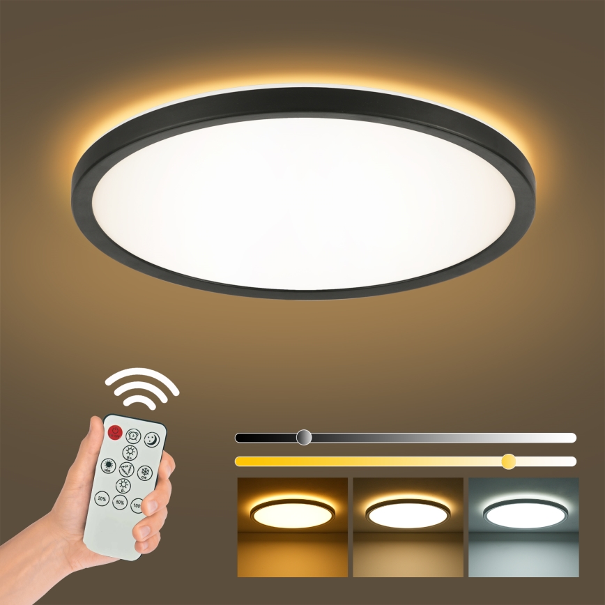 Brilagi - LED Dimbar taklampa ULTRA SLIM LED/18W/230V 2700-6500K diameter 30 cm svart + fjärrkontroll