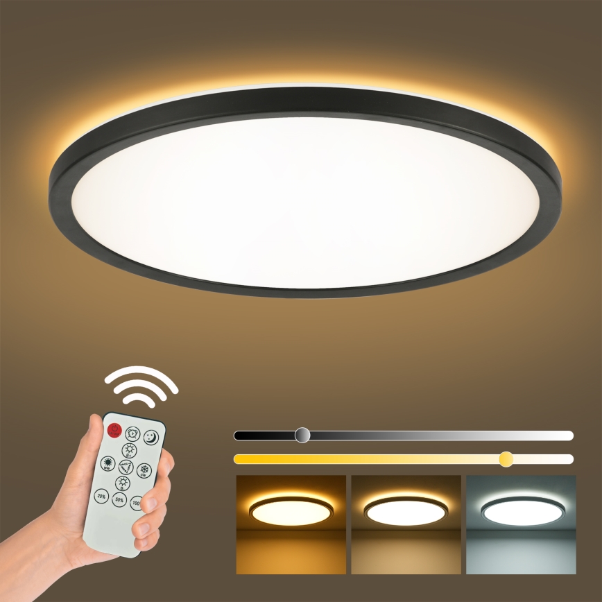 Brilagi - LED Dimbar taklampa ULTRA SLIM LED/24W/230V 2700-6500K diameter 42 cm svart + fjärrkontroll