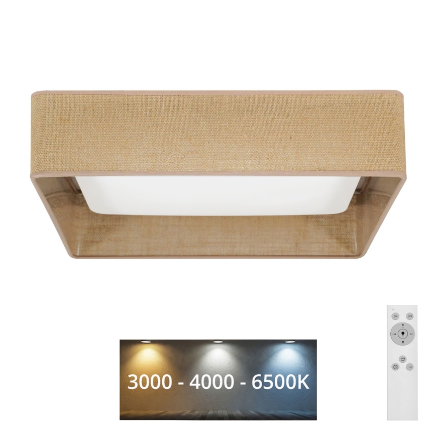 Brilagi - LED Dimbar taklampa VELVET SQUARE LED/24W/230V 3000/4000/6500K + fjärrkontroll brun