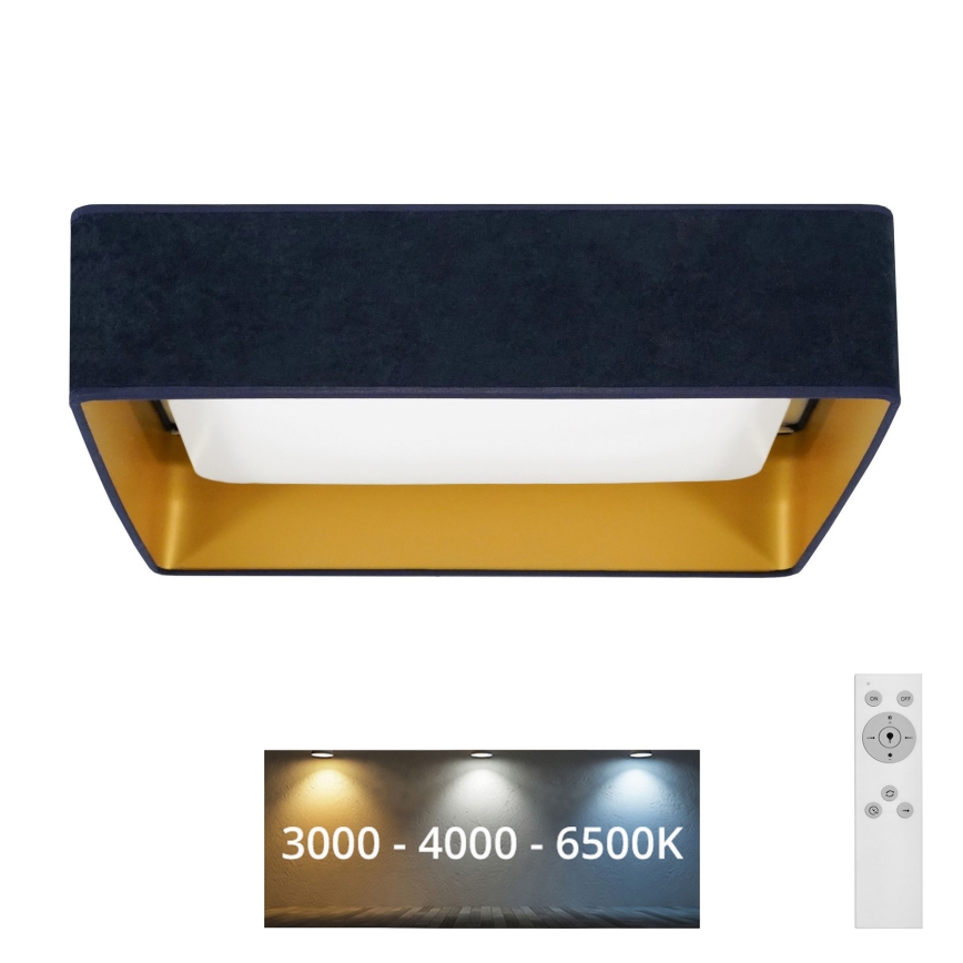 Brilagi - LED Dimbar taklampa VELVET SQUARE LED/24W/230V 3000/4000/6500K + fjärrkontroll mörkblå