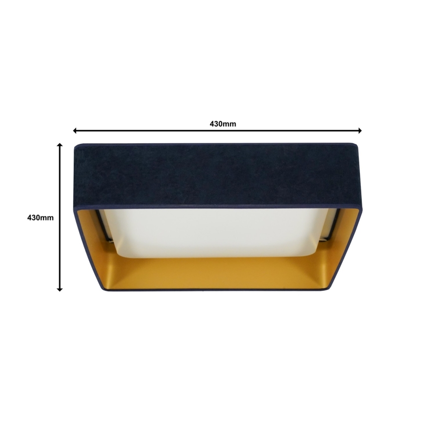 Brilagi - LED Dimbar taklampa VELVET SQUARE LED/24W/230V 3000/4000/6500K + fjärrkontroll mörkblå