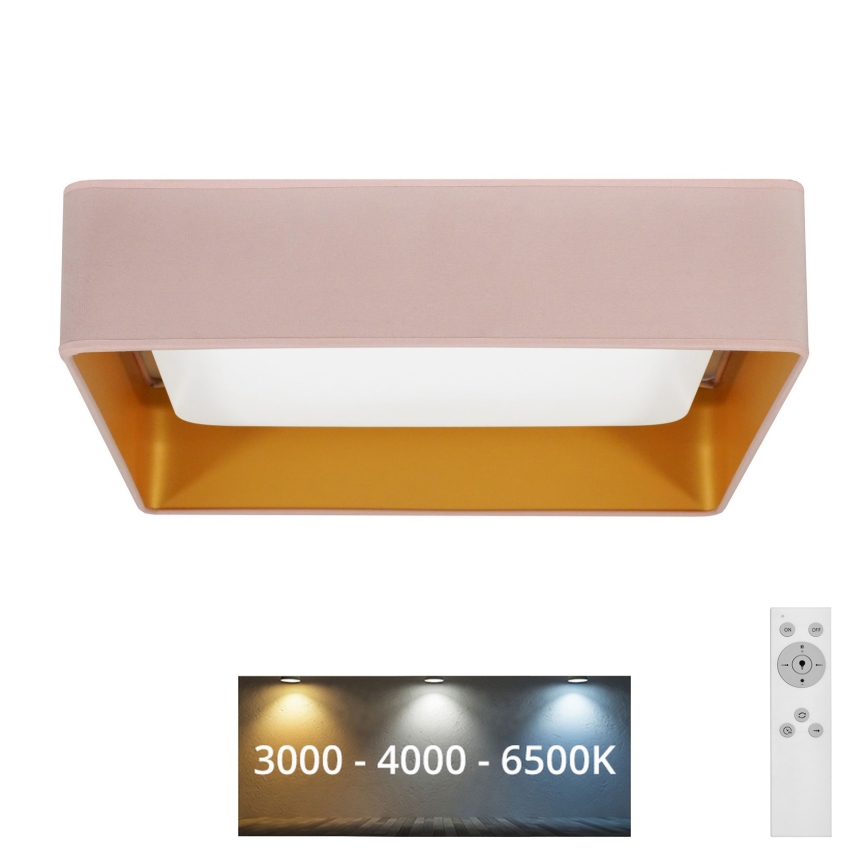 Brilagi - LED Dimbar taklampa VELVET SQUARE LED/24W/230V 3000/4000/6500K + fjärrkontroll rosa